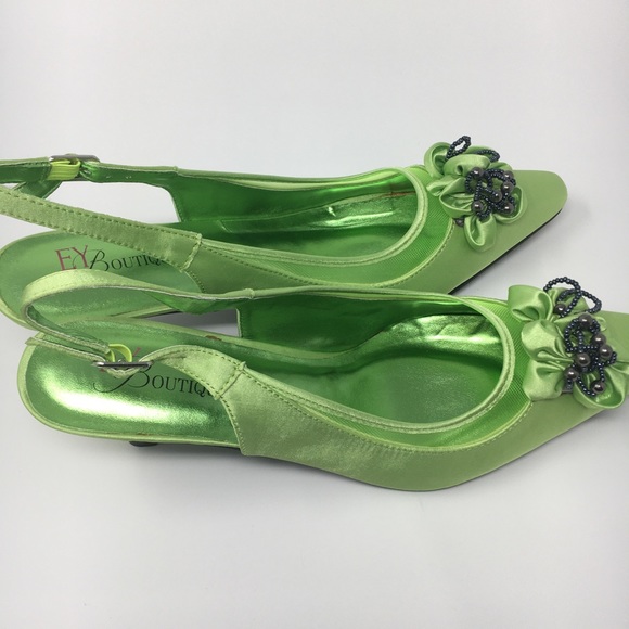 EY Boutique Women's Green Satin 2.5 Inches Heel - Picture 10 of 16